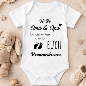 Personalisierbarer BabyBody, Geschenk für werdende Oma & Opa, Ihr werdet Oma und Opa, Tante, Onkel, Großeltern die Schwangerschaft verkünden