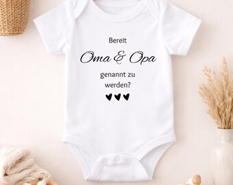 Babybody Hallo Oma Opa, Babygeschenk, Schwangerschaft verkünden, Schwangerschaftsverkündung, Geburtsgeschenk, babybody schwanger, patentante