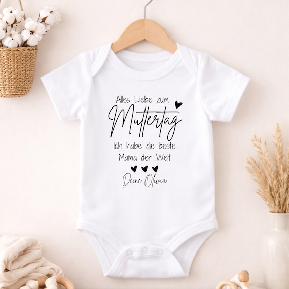 Babybody zum Muttertag, Muttertagsgeschenk für Mama, Personalisierter Baby Body als Geschenk für Mama, Geschenkidee Mama erster Muttertag