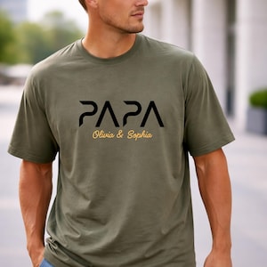 Papa TShirt personalisiert mit Name, bester papa, Geschenke für Vater, werdender Papa Ankündigung, Vatertag, Papa-Geschenke