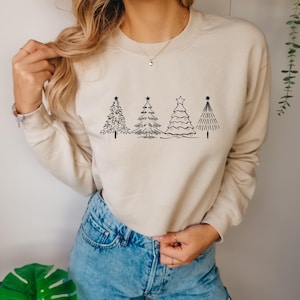ミニマル クリスマス ツリー スウェットシャツ |Festliche Familien Weihnachtspullover l Passende Weihnachtsoutfits für Familien l Weihnachtsbaum Pulli