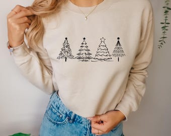 Minimal Christmas Trees sweatshirt |Festliche Familien Weihnachtspullover l Passende Weihnachtsoutfits für Familien l Weihnachtsbaum Pulli