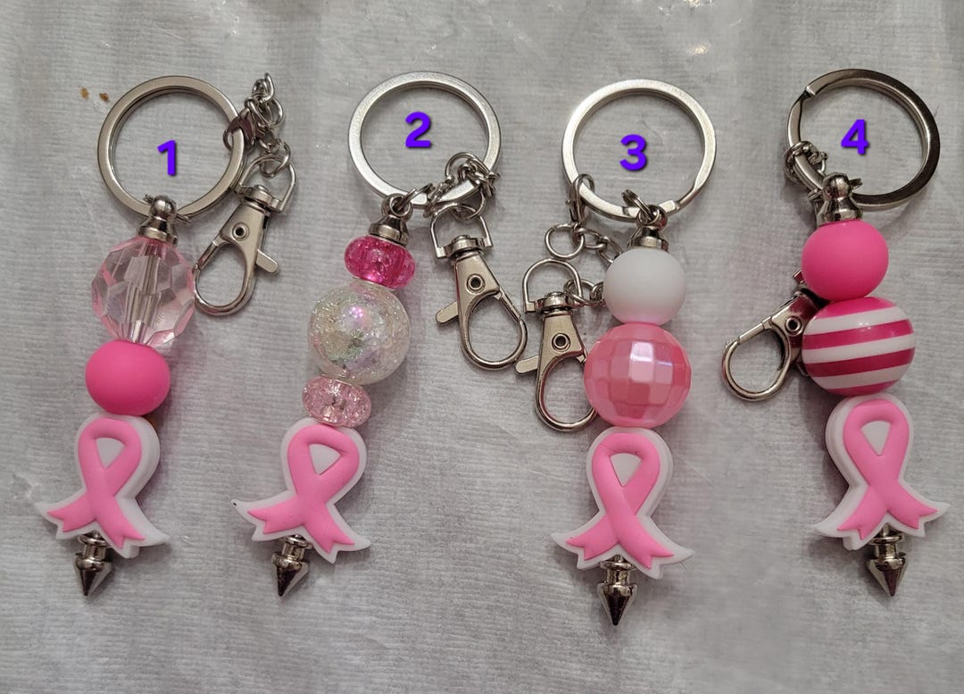 Breast Cancer Beaded Keychains - Etsy