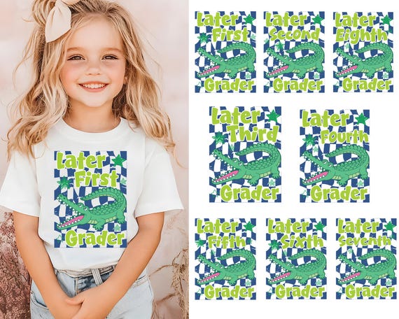 Later First Grader Shirt, Retro Gator School Tee, End of Year Youth Shirt, Last Day of School Toddler T-Shirt, Green Crocodile School Out