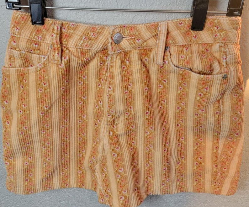 BDG Urban Outfitters Corduroy Floral Mini Skirt High Rise Peach Women Size L Y2K image 1