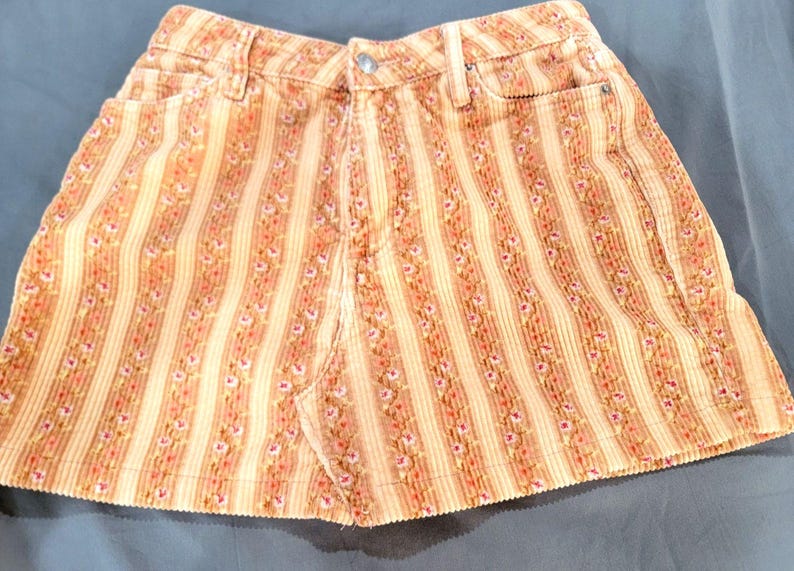 BDG Urban Outfitters Corduroy Floral Mini Skirt High Rise Peach Women Size L Y2K image 4
