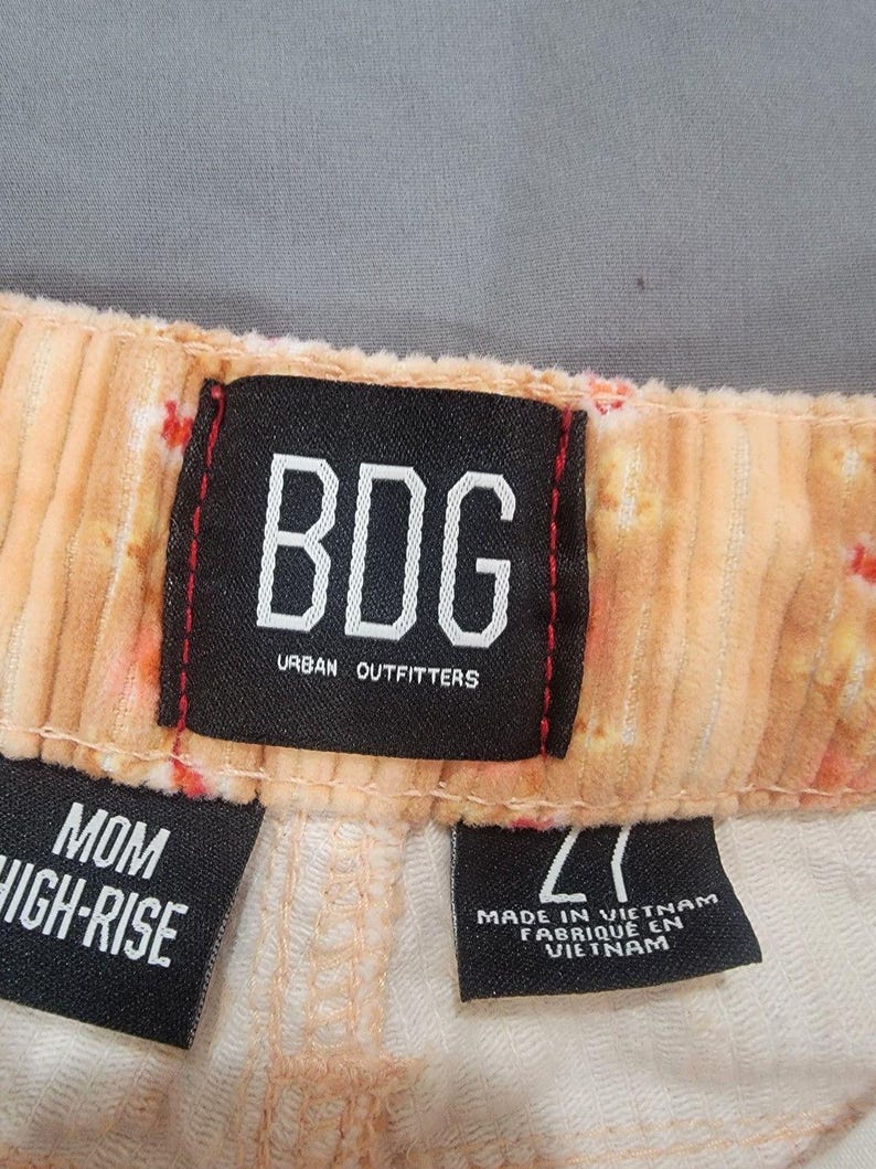 BDG Urban Outfitters Corduroy Floral Mini Skirt High Rise Peach Women Size L Y2K image 3