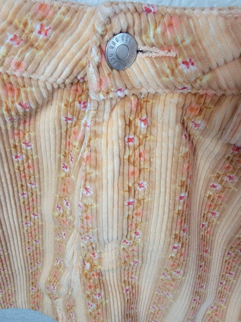 BDG Urban Outfitters Corduroy Floral Mini Skirt High Rise Peach Women Size L Y2K image 10