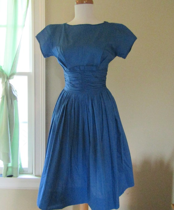 1950's Bobbie Brooks Blue Dress XS