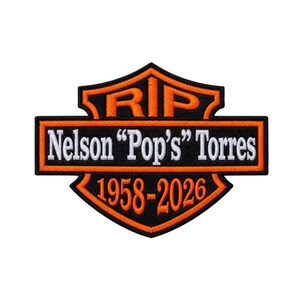 Toppa commemorativa ricamata RIP con nome personalizzato 1958 2026
