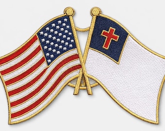 Crossed American & Christian Flag Embroidered Patch | Patriotic Faith