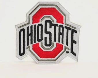 Ohio State Embroidered Patch – Red & Gray Collegiate Applique