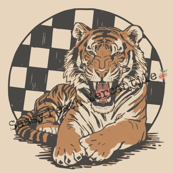 Retro vintage Tiger Shirt PNG, Retro checkered Boho Tee, Retro Tiger Tee, Oversize Tiger Grunge Graphic Tee Digital Download, Easy Tiger PNG