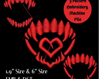 Baldur's Gate3 Astarion's Fang Embroidery Machine Design File 1.9" and 6" EMB & DST