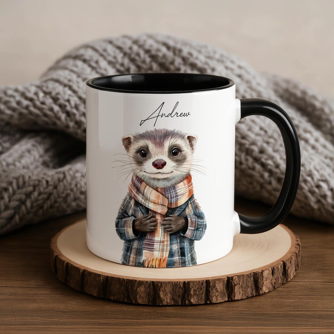 CUSTOM Cute Ferret Mug • Ferret Gifts • Personalised Ferret Gift • Gift ...