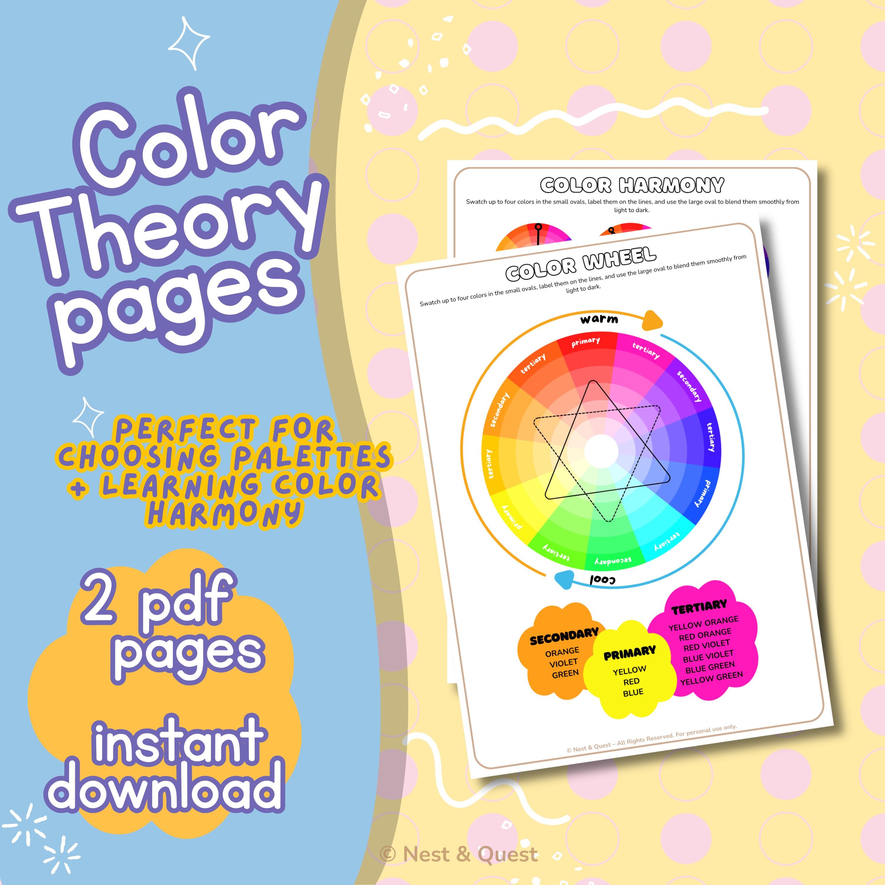 Color Theory Printable | Color Wheel & Color Harmony Chart | Instant ...