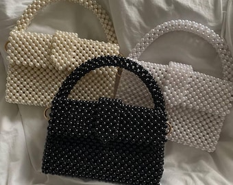 Beaded Shoulder Bag, Handmade Beaded Purse, Beaded Handbag, Evening Bag