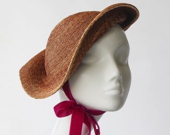 Sculpted Straw Hat ''ROYAL MINT'' with Roll Brim - Weddings & Races - Kentucky Derby Hat - Melbourne Cup