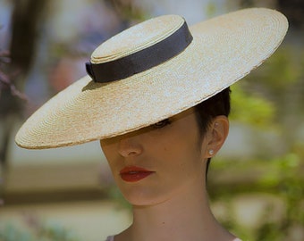 Fine Straw Boater Hat ''SUMMER VOGUE'' Classic Style for Weddings - Royal Ascot Hat - Kentucky Derby