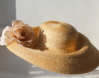 Fine Straw Hat ''LE PASADENA ROSE'' Opulent Kentucky Derby Hat - Weddings & Races - Mother of the Bride - Ascot - Garden Party