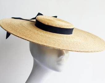 Edwardian Boater Hat ''MONTPELLIER BEAU'' Hat in Fine Natural Straw - Weddings - Royal Ascot - Ladies Day Derby Hat