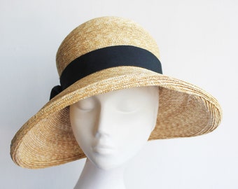 Luxurious Straw Cloche Hat ''AURORA ''with Wide Brim - Weddings and Kentucky Races - Special Events