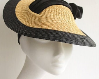 Straw Sun Visor ''LOUISVILLE'' w/ Silk Velvet Bandeau - Wimbledon - Ladies Summer Sport Hat - Leisure - Sand & Sea