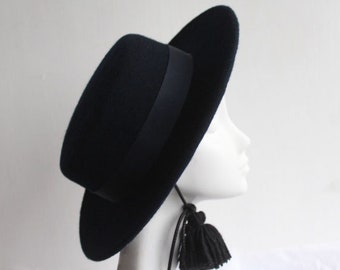 Felt Bolero Hat ''BALTIMORE'' with Wide Brim - Weddings - High Fashion Felt Boater Hat