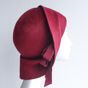 Wine Red Velour Felt Cloche Hat &#39;&#39;ANAISE&#39;&#39; Hat for Weddings - Festive Occasions - High 1920&#39;s Style