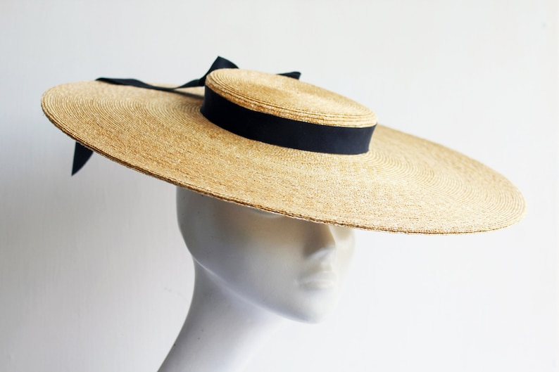 Edwardian Boater Hat ''MONTPELLIER BEAU'' Hat in Fine Natural Straw Weddings Royal Ascot Ladies Day Derby Hat image 1