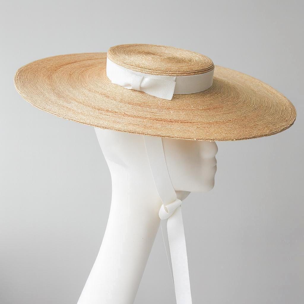 MONTPELLIER Fine Straw Boater Hat With Ivory Ribbon for  display picture 1