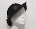 Lauren Black Cloche Hat- Fur Felt w/ Silk Ribbon Decoration - 