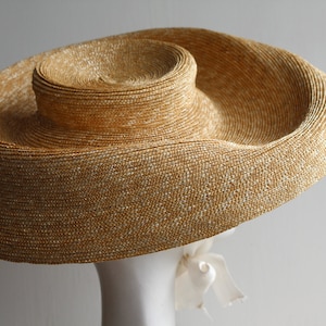 Sculpted Straw Cloche Hat '' PASADENA'' Luxurious Sun Hat w/ Wide Brimmed Hat Weddings & Races image 2