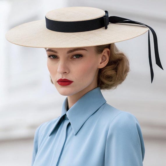 REGENT Boater Hat in Pinokpok With Grosgrain Ribbon - Etsy display picture 2
