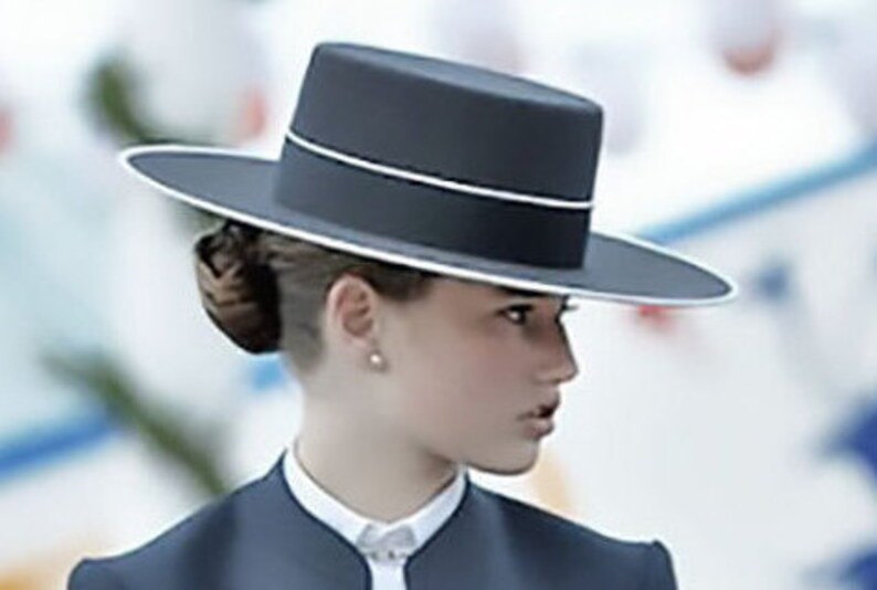 Lucienne Blue Grey Womens Gaucho Hat - Wide Brimmed Equestrian Felt Riding Hat 