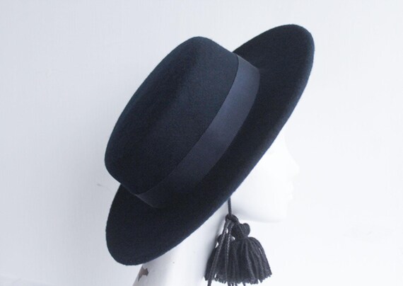 BALTIMORE Dark Navy Boater Hat With Wide Brim, for Royal  display picture 2