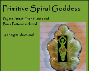 Primitive Spiral Goddess Mini Tapestry peyote stitch even count and brick stitch patterns pdf download