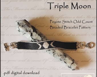 Triple Moon Narrow Bracelet pdf. pattern odd count peyote stitch