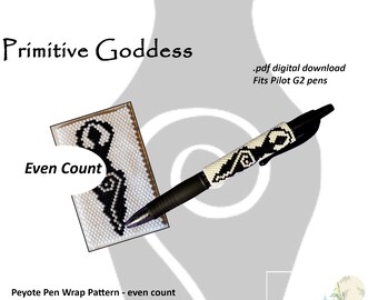 Primitive Goddess Pen Wrap for Pilot G2 Pen pdf. pattern even count peyote stitch