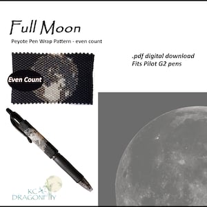 Full Moon Pen Wrap for Pilot G2 Pen pdf. pattern even count peyote stitch