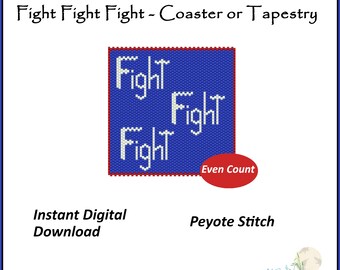 Fight Fight Fight coaster pdf. peyote stitch pattern even count DIY