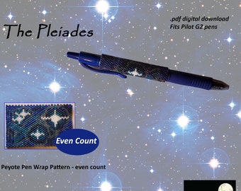 The Pleiades Pen Wrap for Pilot G2 Pen pdf. pattern even count peyote stitch