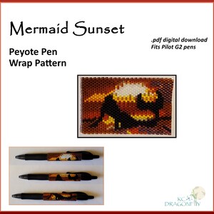 Mermaid Sunset Pen Wrap for Pilot G2 Pen pdf. pattern even count peyote stitch