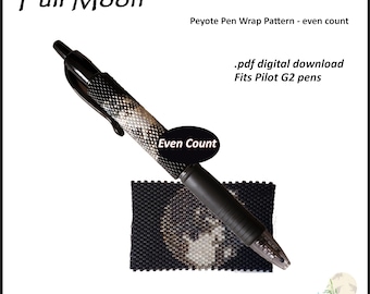 Full Moon Pen Wrap for Pilot G2 Pen pdf. pattern even count peyote stitch