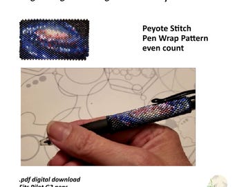 Milky Way Galaxy Pen Wrap for Pilot G2 Pen pdf. pattern even count peyote stitch