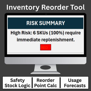 Inventory Reorder Excel Template – Safety Stock Calculator & Reorder Point Tool