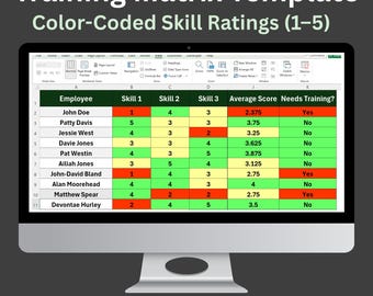 Training Matrix Excel Vorlage | Fertigkeits-Tracking & Competence Managment