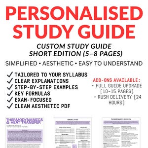 Può includere: Una guida allo studio personalizzata con il titolo "PERSONALISED STUDY GUIDE" in rosso. La guida offre opzioni di guida allo studio personalizzate, su misura per il tuo programma, con spiegazioni chiare ed esempi passo passo. Sono disponibili componenti aggiuntivi.