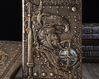 Notebook with embossed cover, vintage writing journal, gift diary A5