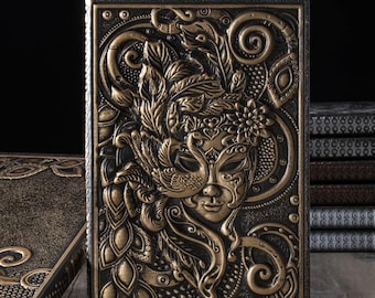 Notebook with embossed cover, vintage writing journal, gift diary A5